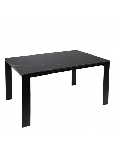 Mesa extensible JANET 140 (190-240) x 90. Porcelánico negro y base de metal