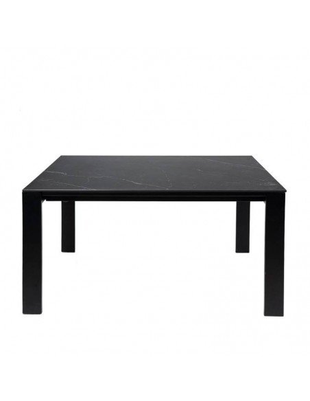 Mesa extensível JANET 140 (190-240) x 90. Porcelânico preto e base metálica