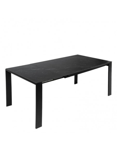 Mesa extensible JANET 140 (190-240) x 90. Porcelánico negro y base de metal