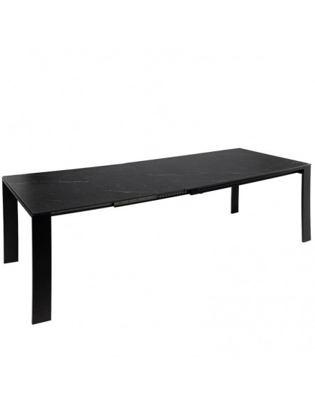 Mesa extensible JANET 140 (190-240) x 90. Porcelánico negro y base de metal