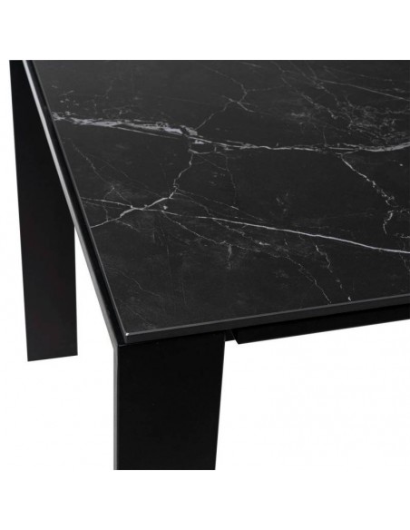 Mesa extensible JANET 140 (190-240) x 90. Porcelánico negro y base de metal