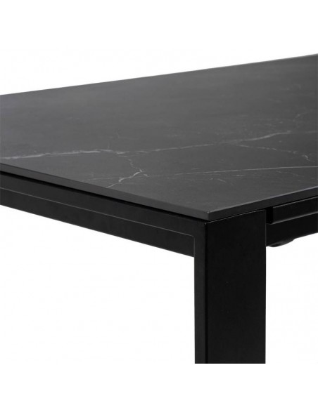 Mesa extensible JANET 140 (190-240) x 90. Porcelánico negro y base de metal