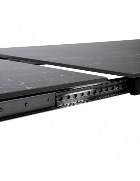 Mesa extensible JANET 140 (190-240) x 90. Porcelánico negro y base de metal