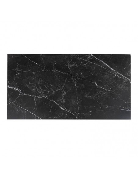 Mesa extensible JANET 140 (190-240) x 90. Porcelánico negro y base de metal