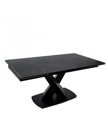 Mesa extensible VALERI 180 (220-260) x 90. Porcelánico negro y base de metal