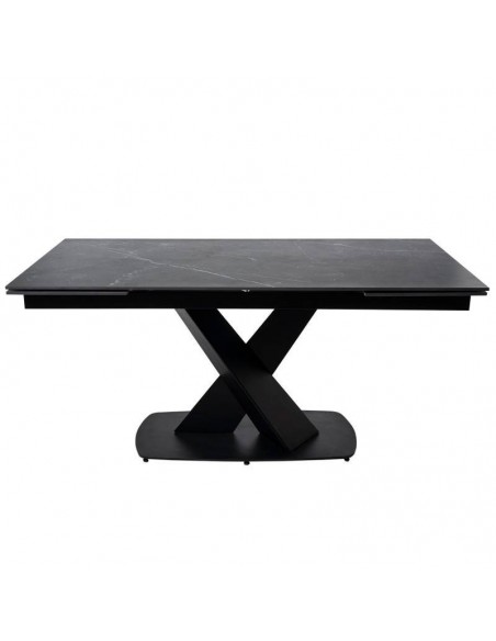 Mesa extensível VALERI 160 (200-240) x 90. Porcelânico preto e base em metal
