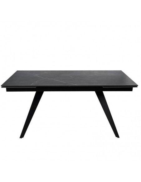 Mesa extensível KELLY 180 (220-260) x 90. Porcelânico preto e base em metal
