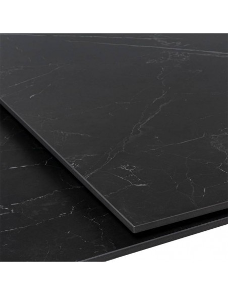 Mesa extensível KELLY 180 (220-260) x 90. Porcelânico preto e base em metal