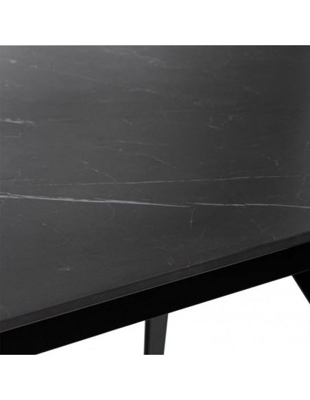 Mesa extensible KELLY 160 (200-240) x 90. Porcelánico negro y base de metal