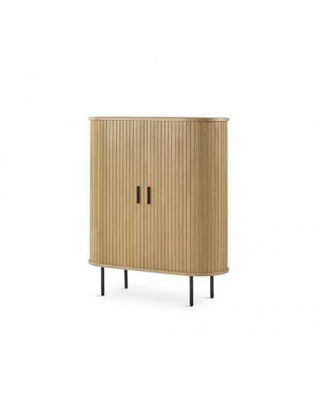 Aparador cubo URSE 100 x 40, madeira natural e metal preto.