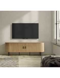 Mueble TV URSE 180 x 40, madera natural y metal negro. 2