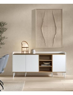 Aparador LAYLA 180 x 45, melamina en blanco y roble,... 2