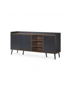 Aparador LAYLA 180 x 45, melamina em preto e nogal, pes...