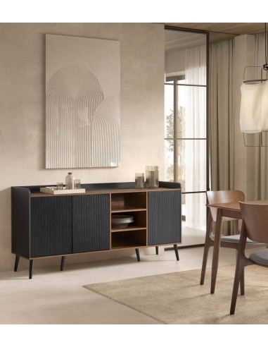 Aparador LAYLA 180 x 45, melamina em preto e...