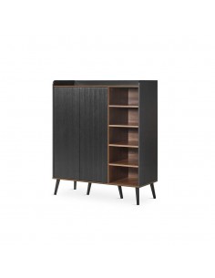 Aparador cubo DOVER 110 x 45, melamina nogueira e preto,...