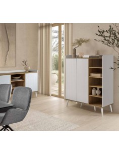 Aparador en cubo LAYLA 110 x 45, melamina en blanco y... 2