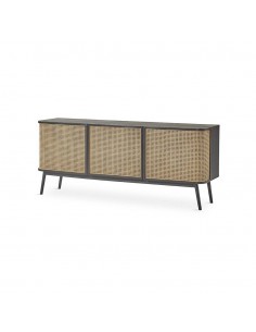 Aparador LEXUS 175 x 46, ratan y patas de madera en negro.