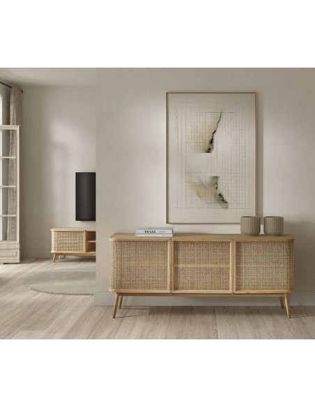 Aparador LEXUS 175 x 46, ratan y madera natural.