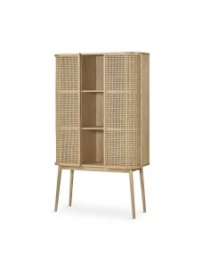 Aparador cubo LEXUS 90 x 38, ratan y madera natural.