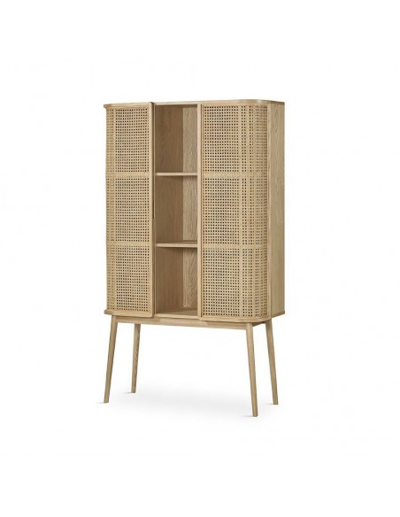 Aparador cubo LEXUS 90 x 38, ratan y madera natural.