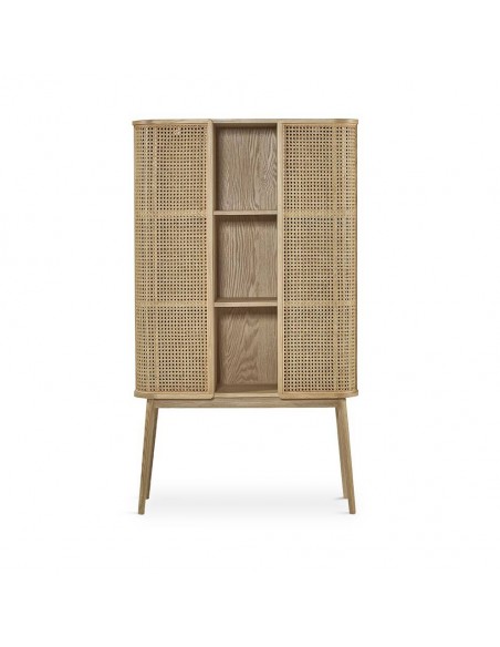 Aparador cubo LEXUS 90 x 38, ratan y madera natural.