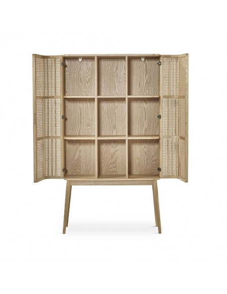 Aparador cubo LEXUS 90 x 38, ratan y madera natural.