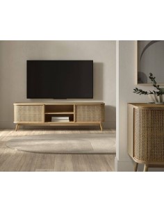 Mesa de TV LEXUS 160 x 44, ratan y madera natural. 2