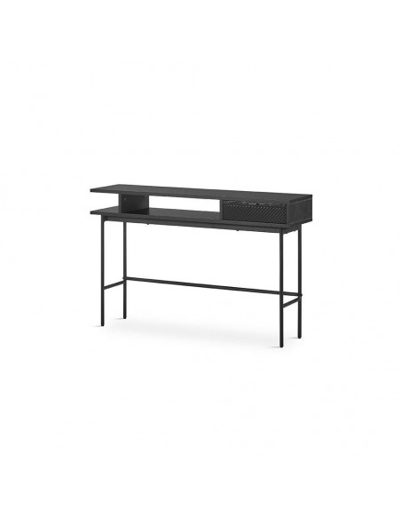 Consola recibidor de diseño SENA 120x30, madera natural en negro y metal