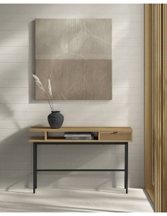 Consola de design SENA 120x30, madeira natural e metal. 2