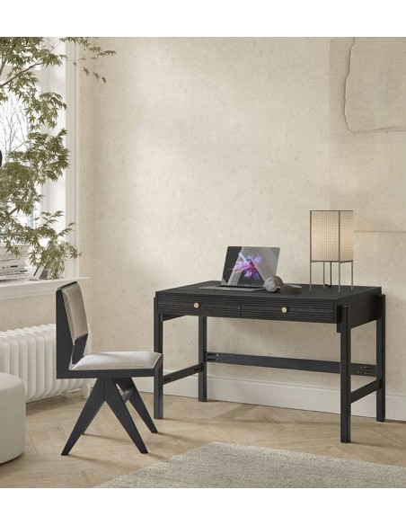 Secretária design BLACK 128 x 60, madeira natural lacada preto.