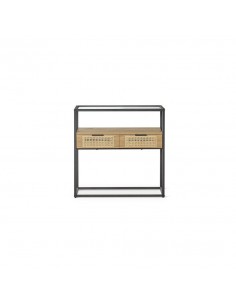 Consola KANDAS 80x35, vidro, madeira natural e metal. 2