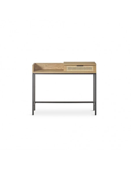 Consola de hall YOSI 100x35, madeira natural e metal.