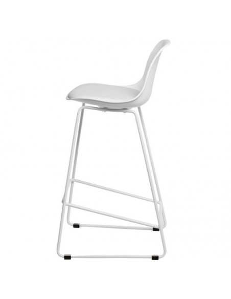 Taburete alto JAKE 65, asiento en plástico con acolchado y metal blanco