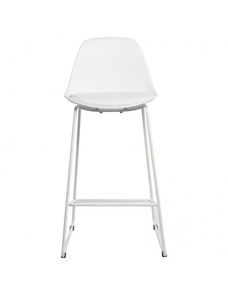 Banqueta alta JAKE 65, assento de plástico acolchoado e metal branco