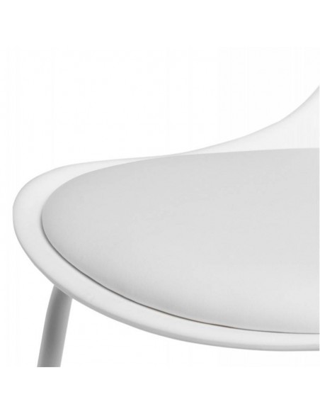 Taburete alto JAKE 65, asiento en plástico con acolchado y metal blanco