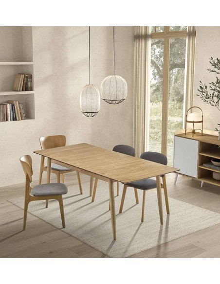 Mesa extensible de comedor KIMKA 150/190 x 90, madera natural.