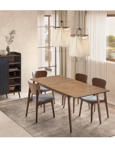 Mesa de jantar extensível KIMKA 150/190 x 90 Nogueira 2