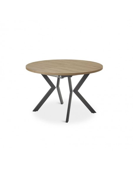 Mesa redonda extensible GRESY 120/160, roble y base de metal.