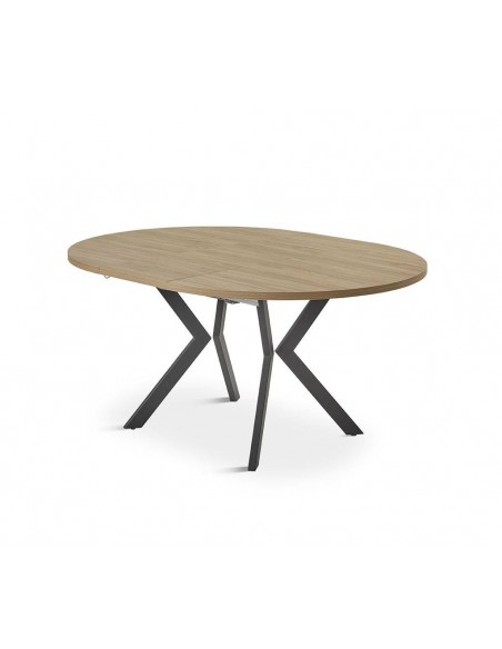 Mesa redonda extensible GRESY 120/160, roble y base de metal.