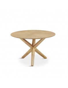 Mesa de comedor redonda NATUR 120, en madera natural.