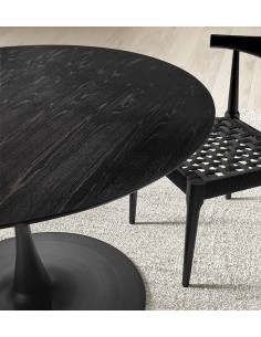 Mesa redonda de diseño TULA 120, chapa de roble negro y... 2