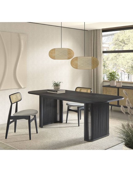 Mesa de comedor YOLP 180 x 90, chapada roble negro.