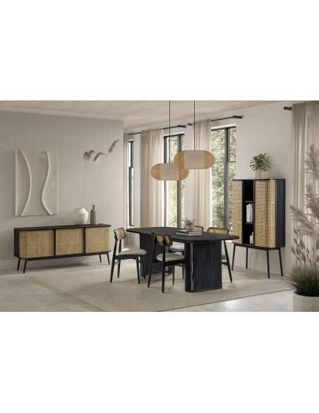 Mesa de comedor YOLP 180 x 90, chapada roble negro.