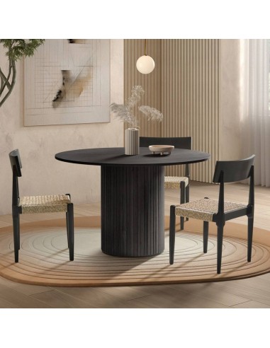 Mesa de comedor NERU 120 en madera negra.