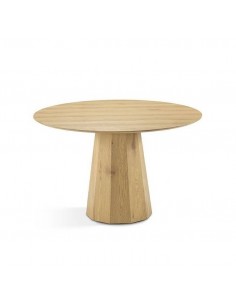 Mesa redonda de diseño ETNIC 120 en madera natural.