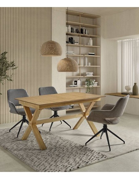 Mesa comedor extensible SARMA 160/200 x 90 madera natural.