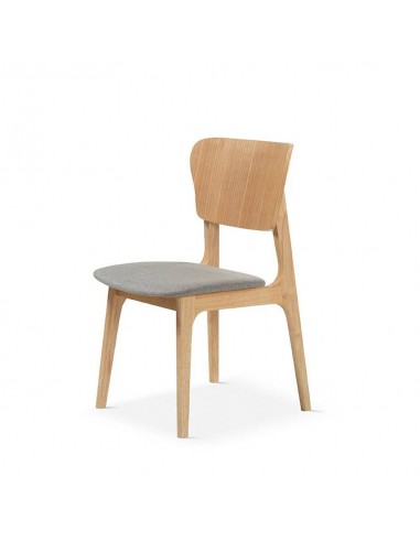 Silla de comedor NALA, madera y tejido en gris.