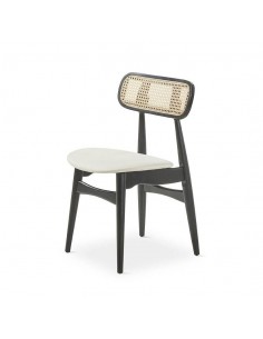 Silla colonial Dorian, madera natural y ratán, asiento en...