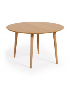 Mesa redonda extensible Oqui 120 (200) x 120, chapa de roble