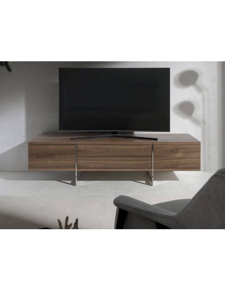 Ángel Cerdá 3045 Mueble TV de madera Nogal y acero cromado.